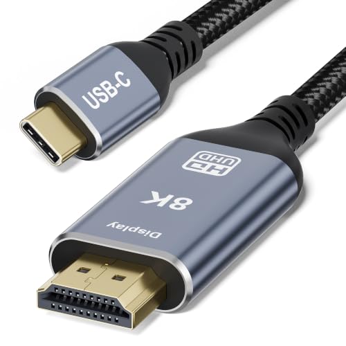 8K USB C to HDMI 2.1 Cable, 8K@60Hz 4K@240Hz Thunderbolt 5/4 to HDMI,10ft