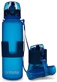 Brimma Collapsible Water Bottle - Leak Proof Flip Top Lid - 100% BPA Free Travel Canteen- 22 Oz