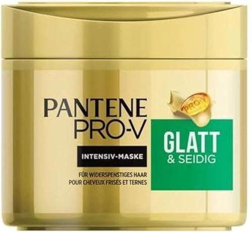 Pantene Pro-V Straight & Silky Keratin Reconstruct Hair Mask for Unruly Hair, Hair Care Shine, Anti-Frizz, Anti Frizz, Hair Treatment, Hair Mask, Beauty, Gold, 300 ml