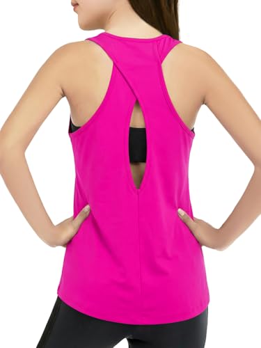 Image of Haloumoning Girls Athletic Tank Tops Racerback Sleeveless Dry Fit Active Sports Running Yoga Shirts