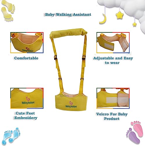 Image of Baby Walking Harness - Handheld Kids Walker Helper - Toddler Infant Walker Harness Assistant Belt - Child Learning Walk Support Assist Trainer Tool - for 7-24 Month Old (Yellow)