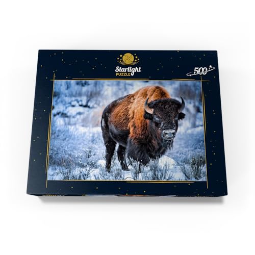 MyPuzzle American Bison Crouching in Snow in Winter, Yellowstone National Park - Premium 500 Piece Jigsaw Puzzle for Adults by MyPuzzle.com - Image 4