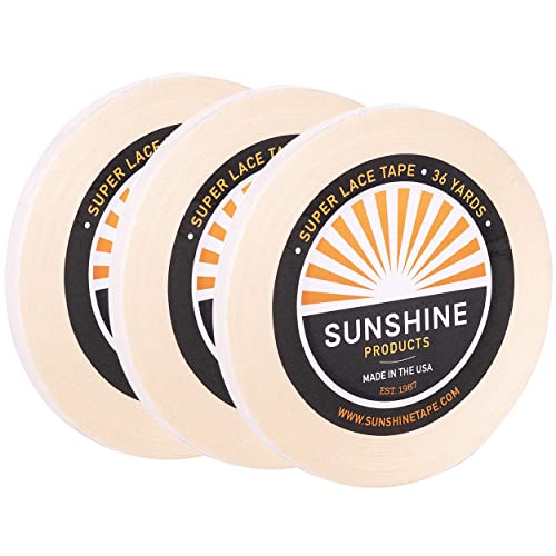 Image of Sunshine Tape | Super Lace Wig Adhesive Tape Roll | Double Sided, Medical Grade | Toupee and Wig Tape (1 /2 inch x 36 YDS, 3 Rolls - Best Value)