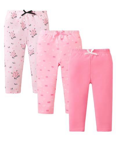 Image of Jecson Toddler Girl Leggings Baby Pants 3 Pack Stretchy Floral Clothes 1-4Y
