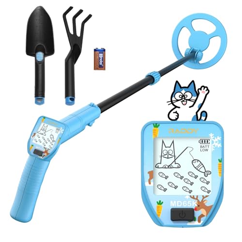 Image of Raddy MD65K Metal Detector for Kids, Adjustable & Lightweight Kids Metal Detector for Outdoor /Beach Treasure Hunting, IPX7 Waterproof 6.5 inch Coil, Fun LCD Display, for Boys & Girls Ages 3-12, Blue