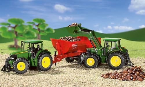 siku 3652, John Deere Traktor mit Frontlader, 1:32, Metall/Kunststoff, Grün, Beweglicher Frontlader, Abnehmbare Fahrerkabine