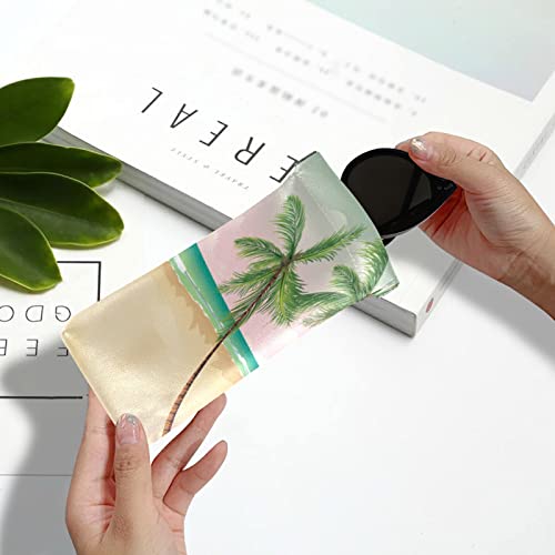 Susiyo Palm Trees On The Beach Glasses Case Portable Microfiber Pu Leather Soft Sunglasses Bag Eyeglasses Pouch Holder Squeeze Top For Women Men #TOP4
