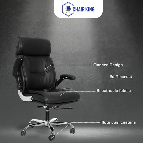 Image of Premium Leatherette Boss Chair for Office | Ergonomic High Back Chair for Home, Office, Study & Gaming | Height Adjustable, Tilt & Rocking Chair in Heavy Base | 1pc (Black)
