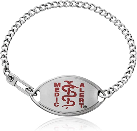 MEDICALERT Foundation Classic Medical ID Bracelet for Men and Women with Free Custom Engraving- Classic Small Red - 7.5 Inches