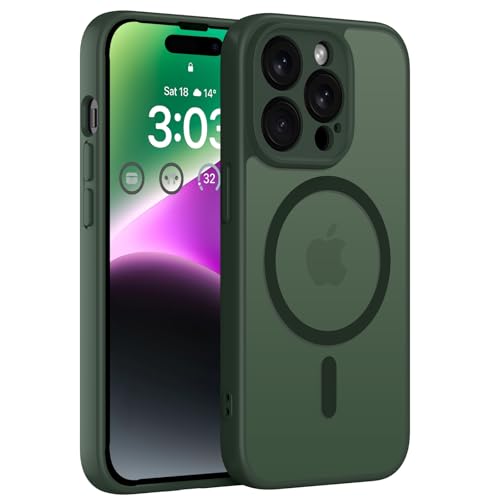 ORDA Magnetisch Hülle für iPhone 14 Pro 6,1 Zoll Kompatibel mit MagSafe, Transluzente Matt Rückseite Dünn Kameraschutz S...