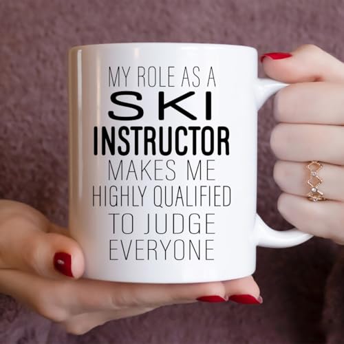 Taza de cerámica blanca 11oz para instructor de esquí miniatura 3