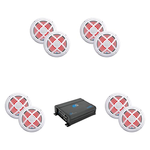 ATG 1000 Watt RMS Full Range Compact Marine 4 Channel Amplifier with (4) Pair 8