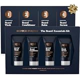 Scotch Porter Beard Essentials Kit | Wash, Conditioner, Balm, Serum | Non-Toxic, Paraben-Free, Sulfate-Free, Silicone-Free, Vegan | 3-1oz, 1-0.5oz Tubes