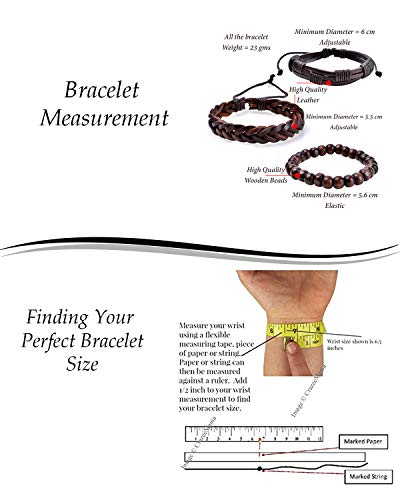 Image of Young & Forever Multi-Layer Leather Bracelet for Men | Adjustable Handmade Wrap Bracelet with Beads, Anchor, Evil Eye, Feather & Boho Charms | Vintage Punk Casual Wristband Gift for Men & Boys