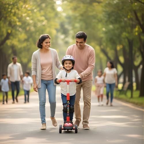 Image of Crackles Foldable Kick Scooter for Kids with LED Light Wheels | Skating Cycle Style Scooter with Adjustable Handle & Foldable Design Lightweight Ride-On Toy for Boys & Girls Outdoor Toy