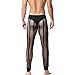 YUFEIDA Men's Fishnet Pants Drawstring Bottoms Low Rise Mesh Leggings Muscle Fit Long Pants See Through Thermal Bottoms Black