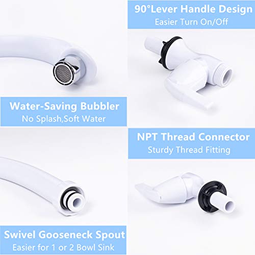 Cold Water Bathroom Sink Faucet Single Handle Single Hole Outdoor Garden Wash Sink Faucet Grifo,Hole Cover Plate For Garage Wash Basin,Lavatory Room Tub,Utility Sink,Camping Sink,Non-Metallic,White #TOP4