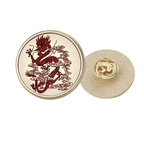 Broche dragon chinois ronde pour accessoiriser un blazer au bureau ou en soirée