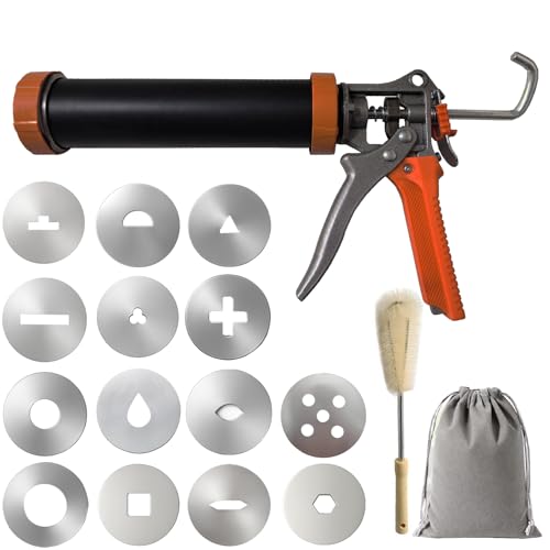 Medonala Stainless Steel Clay Extruders,Clay Roller Machine，Clay Extruder for Pottery,Clay Launcher with 14 Pcs Stainless Steel Different Plates,Ceramic Clay Mud Gun Tool,Hand Held Clay Extrusion Gun