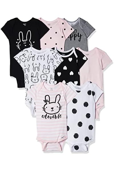 Baby Girls' 8 Pack Short Sleeve Onesies Bodysuits