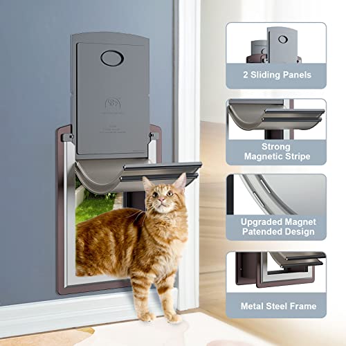 Decormax Cat Door For Wall, Energy Efficient Pet Door With Steel Frame, Telescoping Tunnel, Double Magnetic Flaps And Two Sliding Lock Panels, Easy To Install, Coffee, Small #TOP1