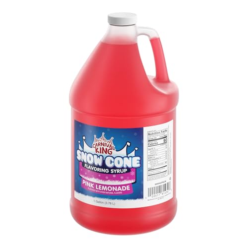 Carnival King Snow Cone Syrup 1 Gallon - Delicious Shaved Ice Flavoring for Slushies, Machines &amp; Parties (Pink Lemonade)