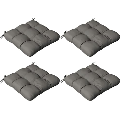 Outsunny Set of 4 Outdoor Seat Cushions with Ties, Water Repellent Seat Pads for Dining Chair, Swing, Sofa, 48 x 48 x 8 cm, Charcoal Grey
