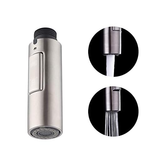 KES Küchenarmatur Brausekopf Spültischarmatur Ausziehbar 2 Funktion SUS304 Edelstahl Geschirrbrause Wasserhahn Armatur Küche Handbrause Ersatzkopf Kopfbrause Gebürstet, PFS200-BS