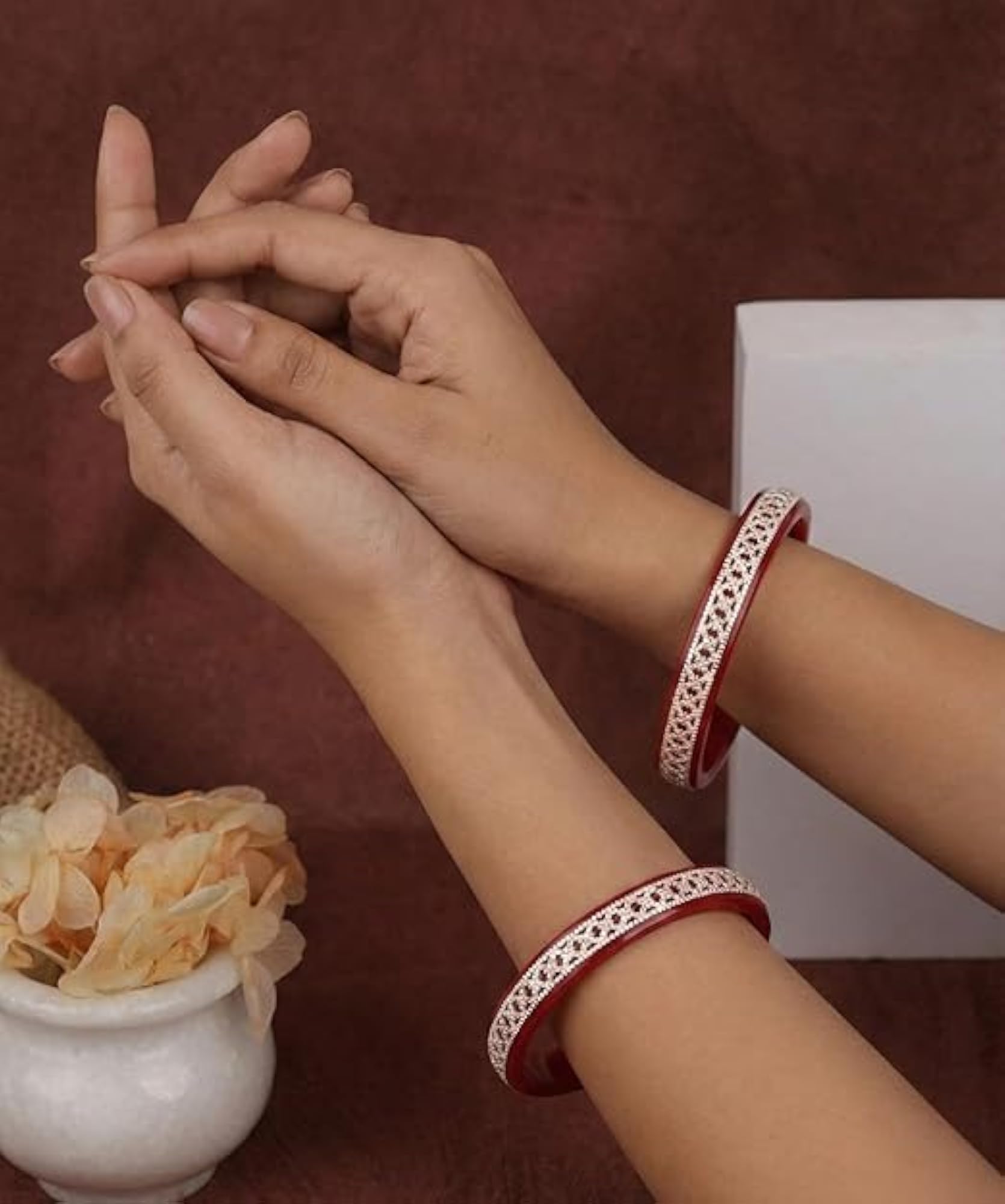 Women's 925 Silver Pola Bangles, Ethnic Wear Gift Set