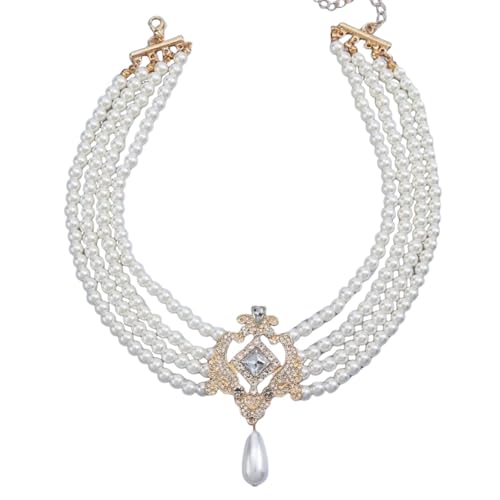 Chaîne de clavicule à perles et design mignon à quatre couches