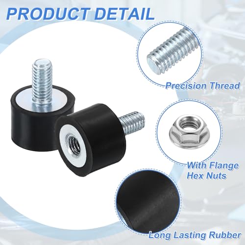 QUARKZMAN 4 Stück Gummipuffer M5x10mm, 15x10mm Gummifuß Naturgummi Mit Schraube Verzinkter Stahl Antivibrationspuffer für Luftkompressoren Pumpen Motoren Industriemaschinen