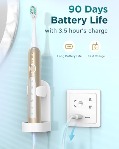 Elektrische Zahnbürste für Erwachsene - Schallzahnbürsten mit 8 Zahnbürstenköpfen (3 Typen) und 2 Minuten Smart Timer, 90 Tage Akkulaufzeit, 5 Putzmodi, Reiseetui – Bild 5
