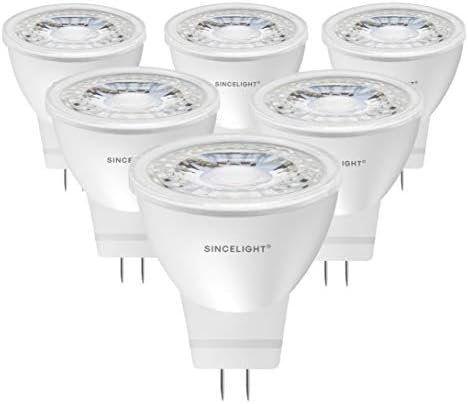 SINCELIGHT 12V MR11 GU4 LED Small Reflector Ø35mm Spot Light Bulb with GU4 Base, 3W, 280 Lumens, 25W Halogen Equivalent, 6000K (Cool White) High Color Rending RA≈92, 35°Beam Angle, Pack of 6