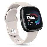 AK Silicone Bands Compatible With Fitbit Versa 4, Sense 2 for Women Men - Soft Replacement Straps for Versa 3, Sense Smart Watch (Starlight)