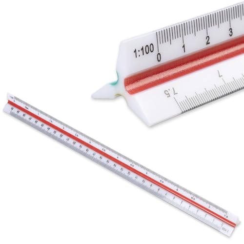 Kunststoff Maßstab Lineal Dreikantmaßstab 30 cm, Präzises Maßstabslineal mit metrischen Skalen 1:20 1:25 1:50 1:75 1:100 1:125 für Architektur Ingenieurwesen technisches Zeichnen