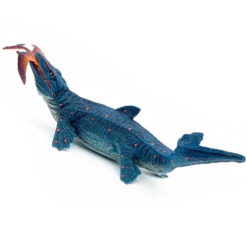 Mosasaurus Toy With Movable Jaws | Realistic Marine Dinosaur Figure With Pterosaur