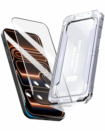 Image of Affix 2 Pack for iPhone 17 Pro Max Full Coverage Tempered Glass, Screen Protector Guard with Easy Fix Installation Tool, 9H Hardness Shatterproof, HD Clear Scratch Resistant