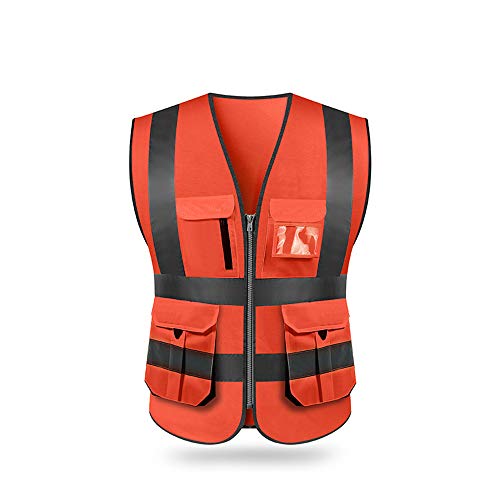 Moochy Alta Visibilidade Reflexivo Colete de Segurança Colete Refletivo Multi-bolsos Workwear Segura