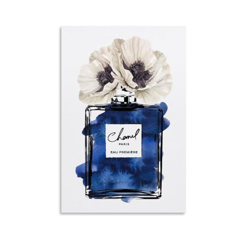 Image of BanLaArt Fashion Perfume Bottle Navy Blue With Black Canvas Print Poster Decorative Painting Wall Art Picture Print Modern Family Bedroom Decor 16x24inch(40x60cm), style