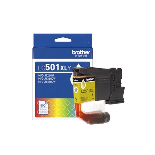 Image of Brother Genuine LC501XLY High Yield Yellow Ink Cartridge (for use with Work Smart MFC-J1260W, MFC-J1360DW, and MFC-J1410DW Printers)