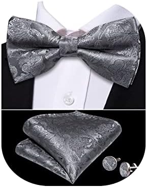 Barry.Wang Fashion Men's Bowtie Set,Wedding Party Bow Ties Silk Designer Handkerchief Cufflink Formal