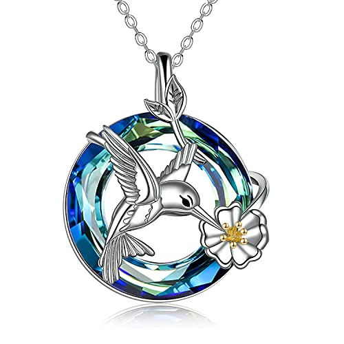 Review de Lote navidad Top diez. 32 TREE NEST Collar de Colibrí y Loto, Collar con Colgante de Pájaro Bonito, Joyería de Animales, Collares de Cristal Joyería para Madre y Mujeres, Regalo para El Día de la...