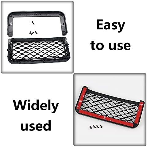 2 Pcs Car Storage Net Bags Black Mesh Organizer Nets Elastic Nylon Smartphone Holders with Plastic frames for Auto and RV