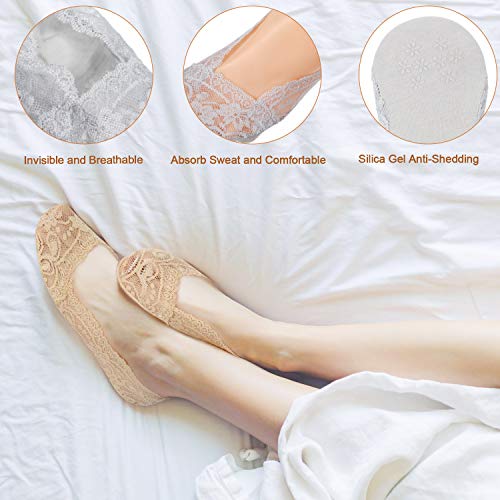 SATINIOR 15 Pairs Womens Lace No Show Socks Casual Lace Low Cut Liner Boat Socks Non-Slip3