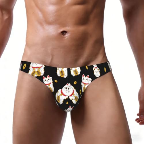 OXJOIIS Mens Swim Briefs Swimwear Swimwear Swim Trunk Low Waist Competitive Swim Suit (Japanese Cat Kitten Cats Black Briefs)