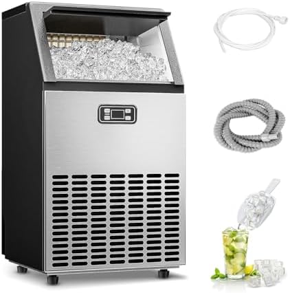 ICYGLEE Commercial Ice Maker Machine, 100lbs/Daily Ice Production Under Counter Ice Maker, Self-Cleaning, Timer Stainless Ice Machine with 33lbs Ice Storage, Ideal for School, Home, Bar, RV