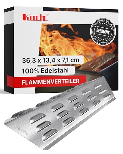 Koch #115 Rostfreier Flammenverteiler 363 x 134mm passend Enders Monroe Pro 3SIK + Pro 4SIK (TURBOZONE) - Brennerabdeckung Kiemenstruktur - Massiver Edelstahl 1,25mm, 630g! Qualität Made in Germany!