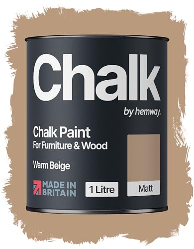 Hemway Chalk Paint Warm Beige Furniture Paint 1L, Matt Finish Shabby Chic, Chalk Furniture & Walls, Quick Dry & 1 Coat