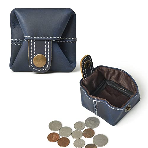 Leather Coin Pouch Change Holder Mini Pocket Wallet For Men Women (Blue, Pack Of 1) #TOP1