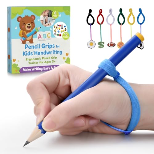 PCJJ Pencil Grips for Kids Handwriting – 6PCS Ergonomic Pencil Grip Trainer for Toddlers 3-5 – Preschool Writing Aid for Left & Right Hand – Tripod Grip Corrector for Early Learning Tools